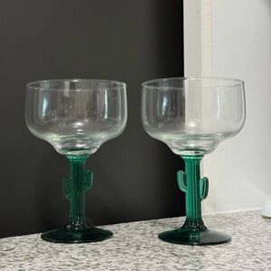 cactus margarita glasses - cocktail glass - set of 2